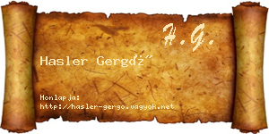 Hasler Gergő névjegykártya
